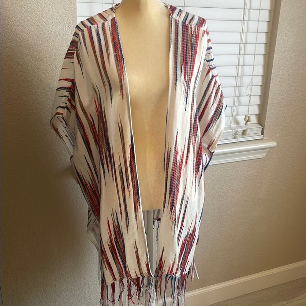 En Creme Red and Blue Striped Wrap